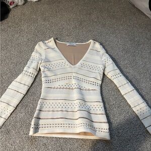 Bailey 44 Beige and White V-Neck Top